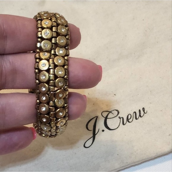 J. Crew brushed gold tone jeweled stretch bracelet - Picture 4 of 12